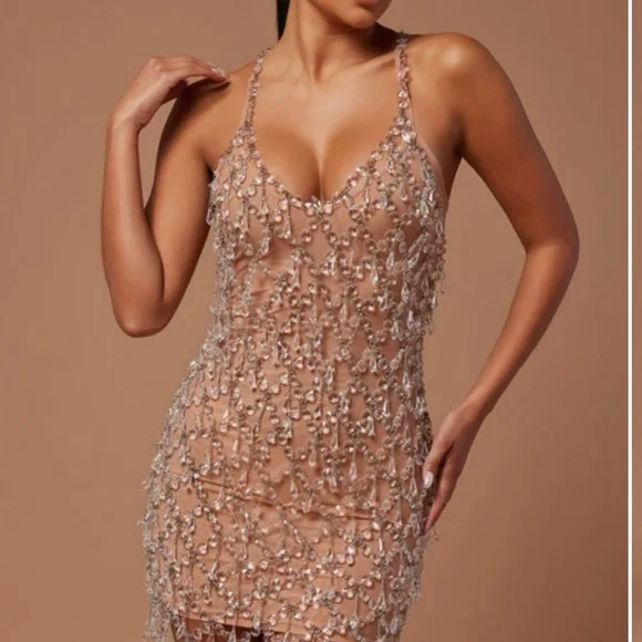 Fashion Nova Chantilly Embellished Mini Dress - Picture 1 of 6